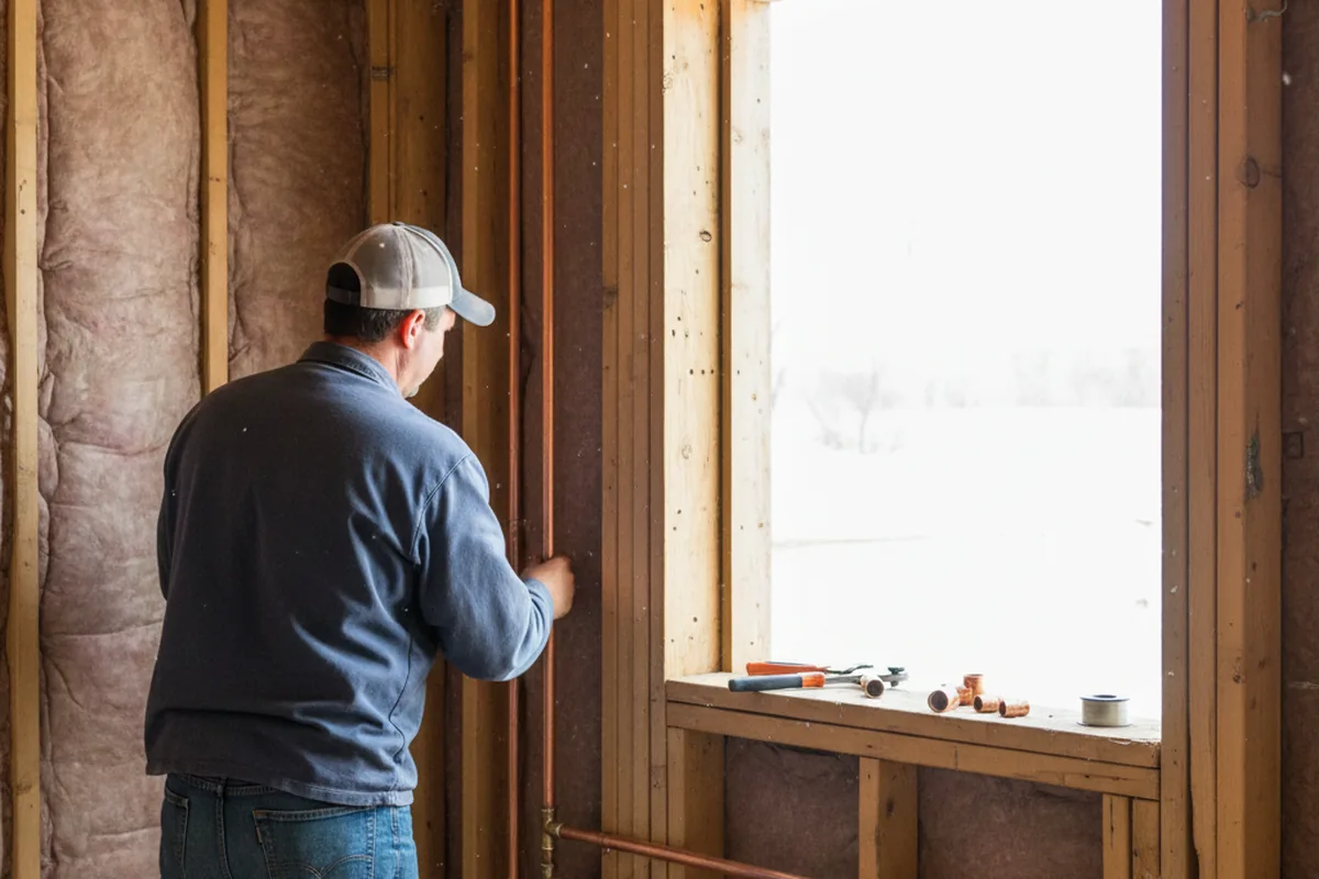 Licensed plumber running new copper supply lines in a Lovejoy home