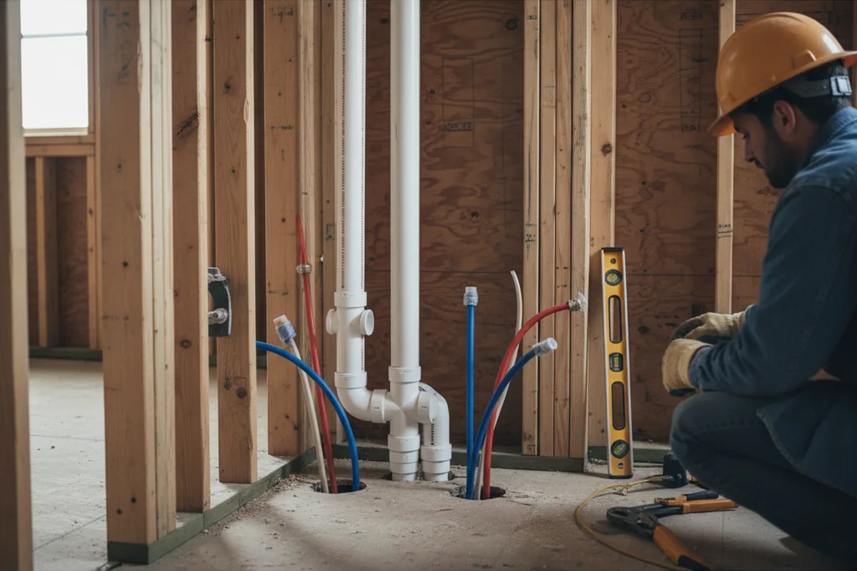 Drain and supply rough-in during Garbage Disposal Repair in Lovejoy